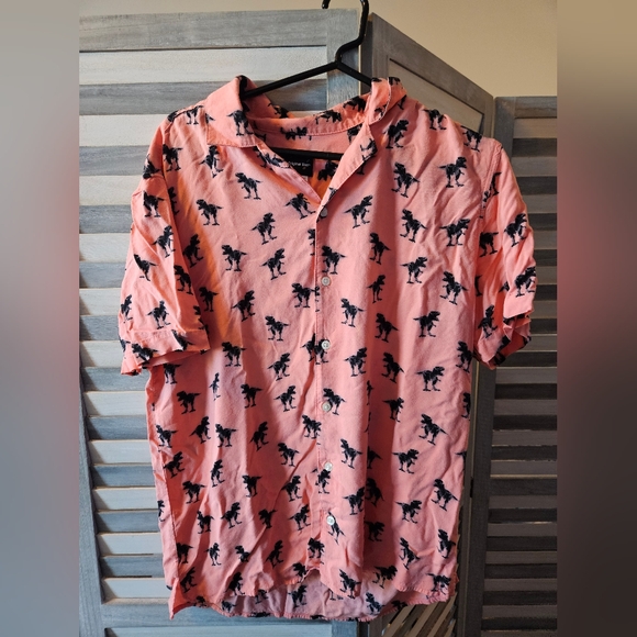 Original Use T-Rex Dinosaur Button Down Shirt - Picture 1 of 4